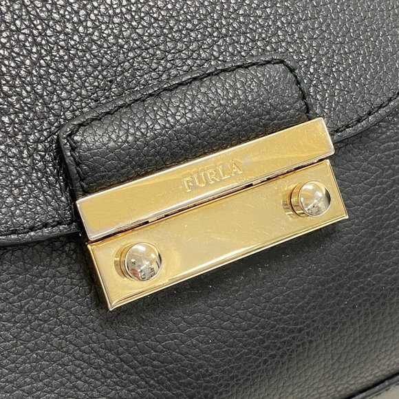 FURLA Metropolis 2WAY Hand Shoulder Bag Handbag Black Ladies - Picture 7 of 10